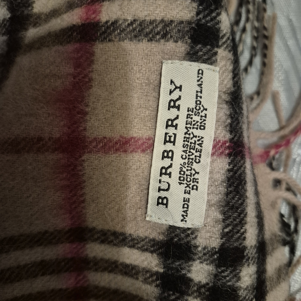 Burberry Beige and Black Cashmere Scarf